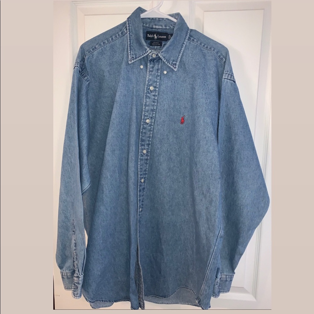 Men’s denim Ralph Lauren button up.